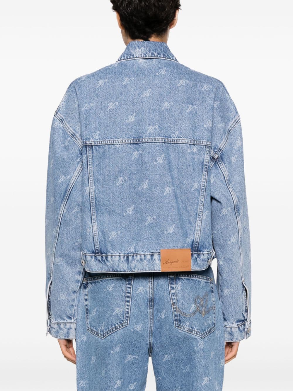 Shop Axel Arigato Signature Rome Cropped Denim Jacket In Blue