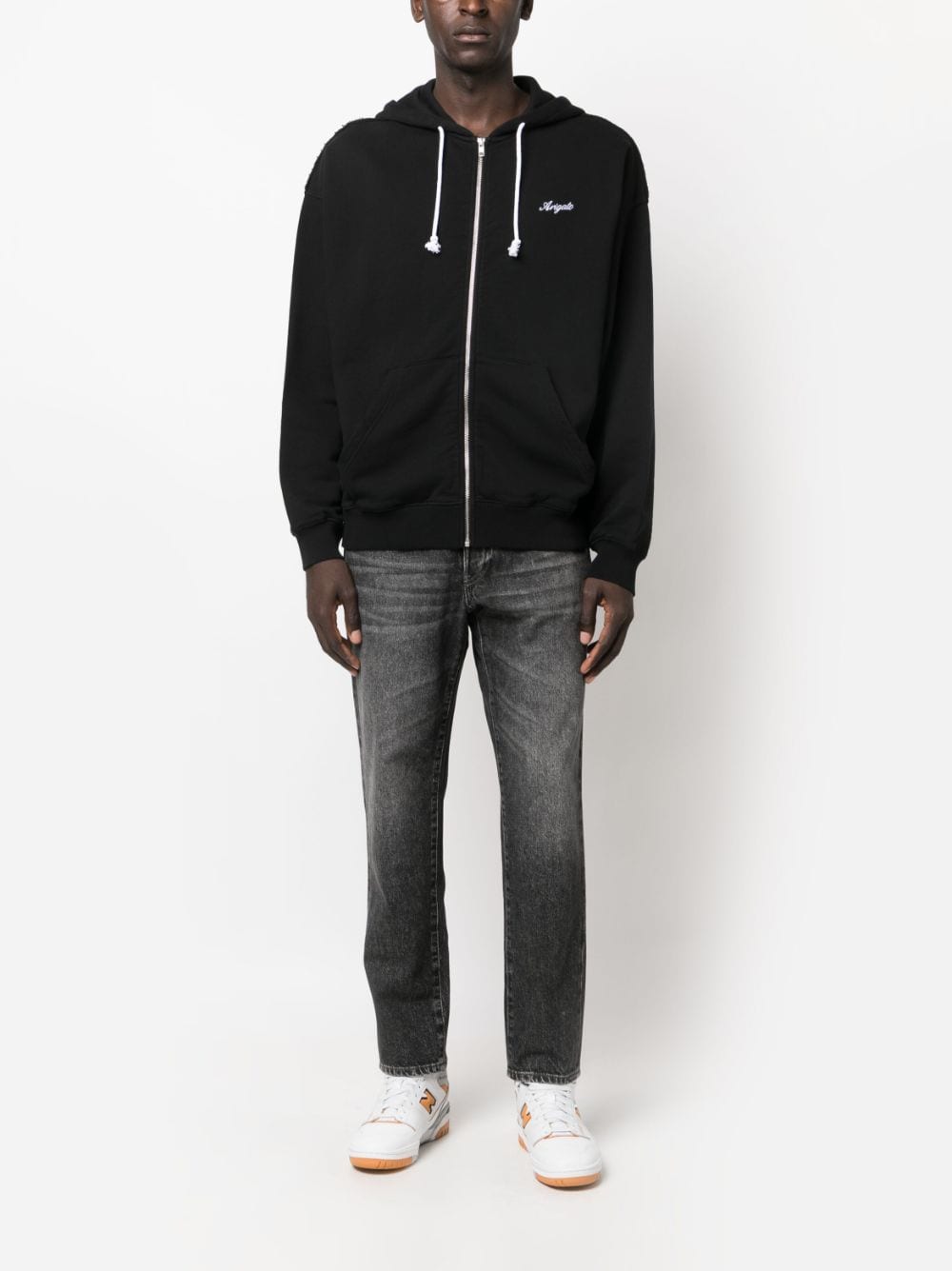 Image 2 of Axel Arigato embroidered-logo zip-fastening hoodie