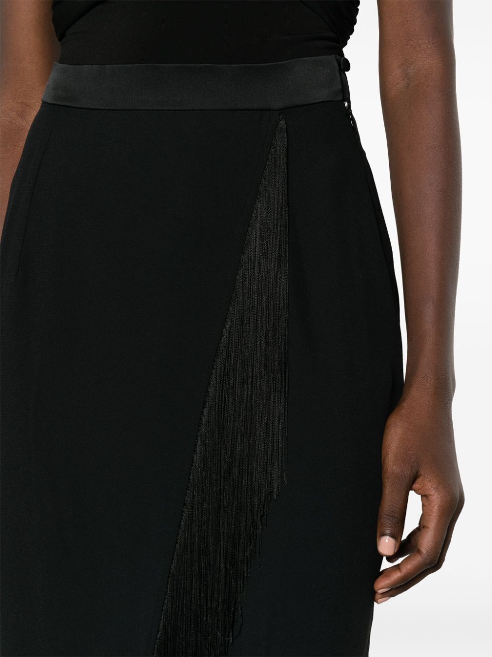 Shop Taller Marmo Bossa Nova Fringed Midi Skirt In Black