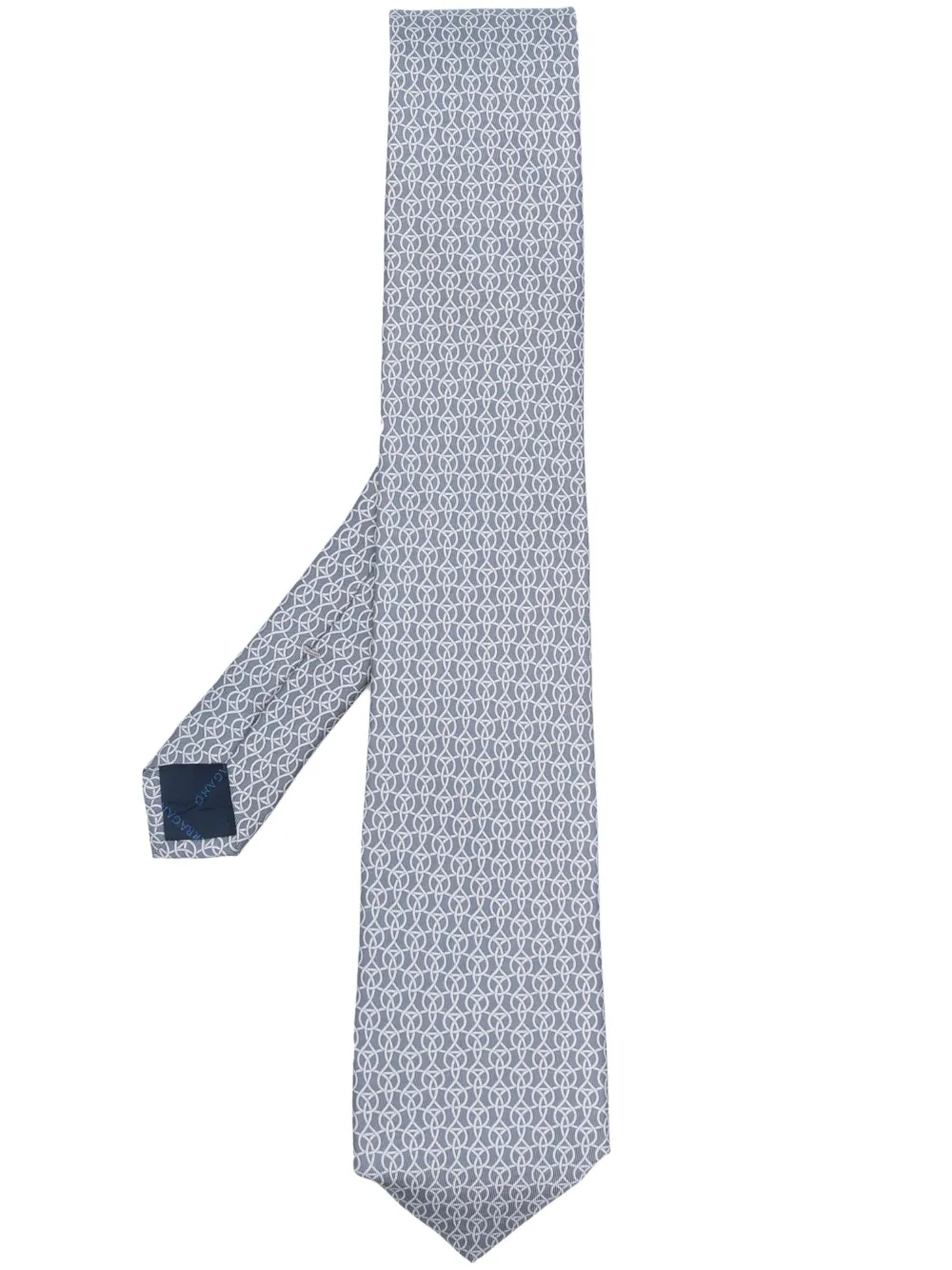 Ferragamo Graphic-print Silk Tie In Grey