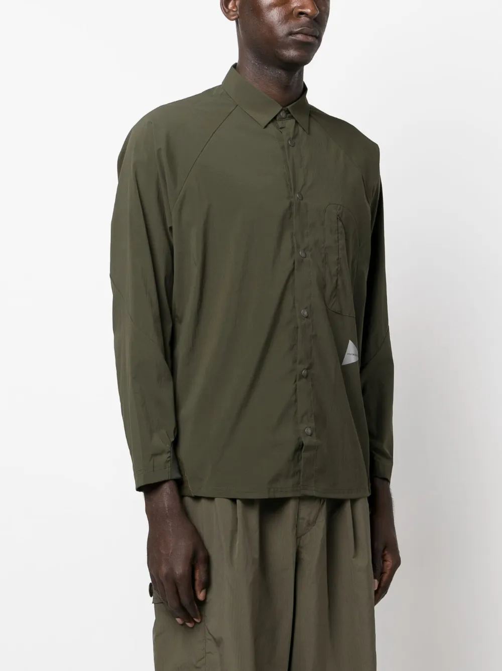 and Wander logo-print long-sleeved shirt - Groen