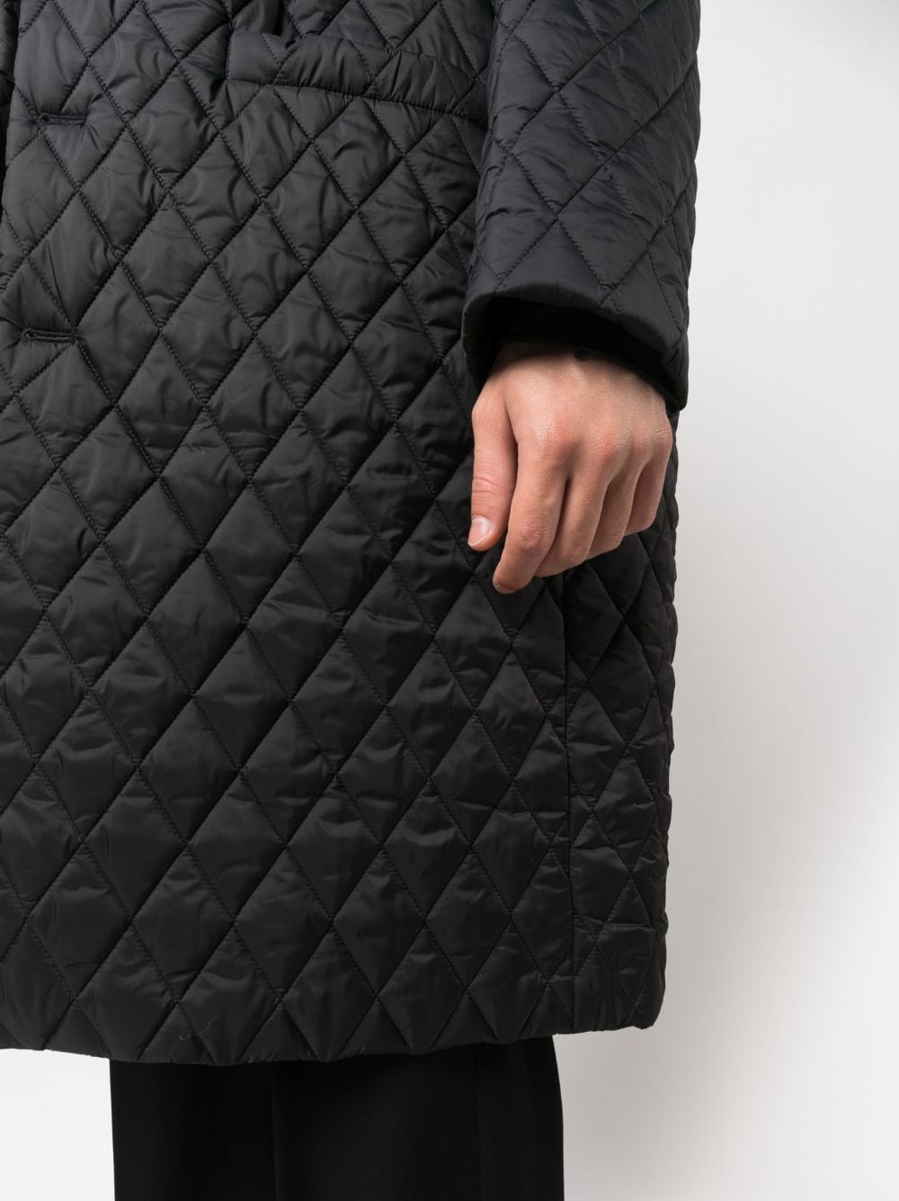 Shop Random Identities Diamond-quilted Single-breasted Coat In Black