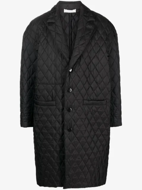 Random Identities diamond-quilted single-breasted coat