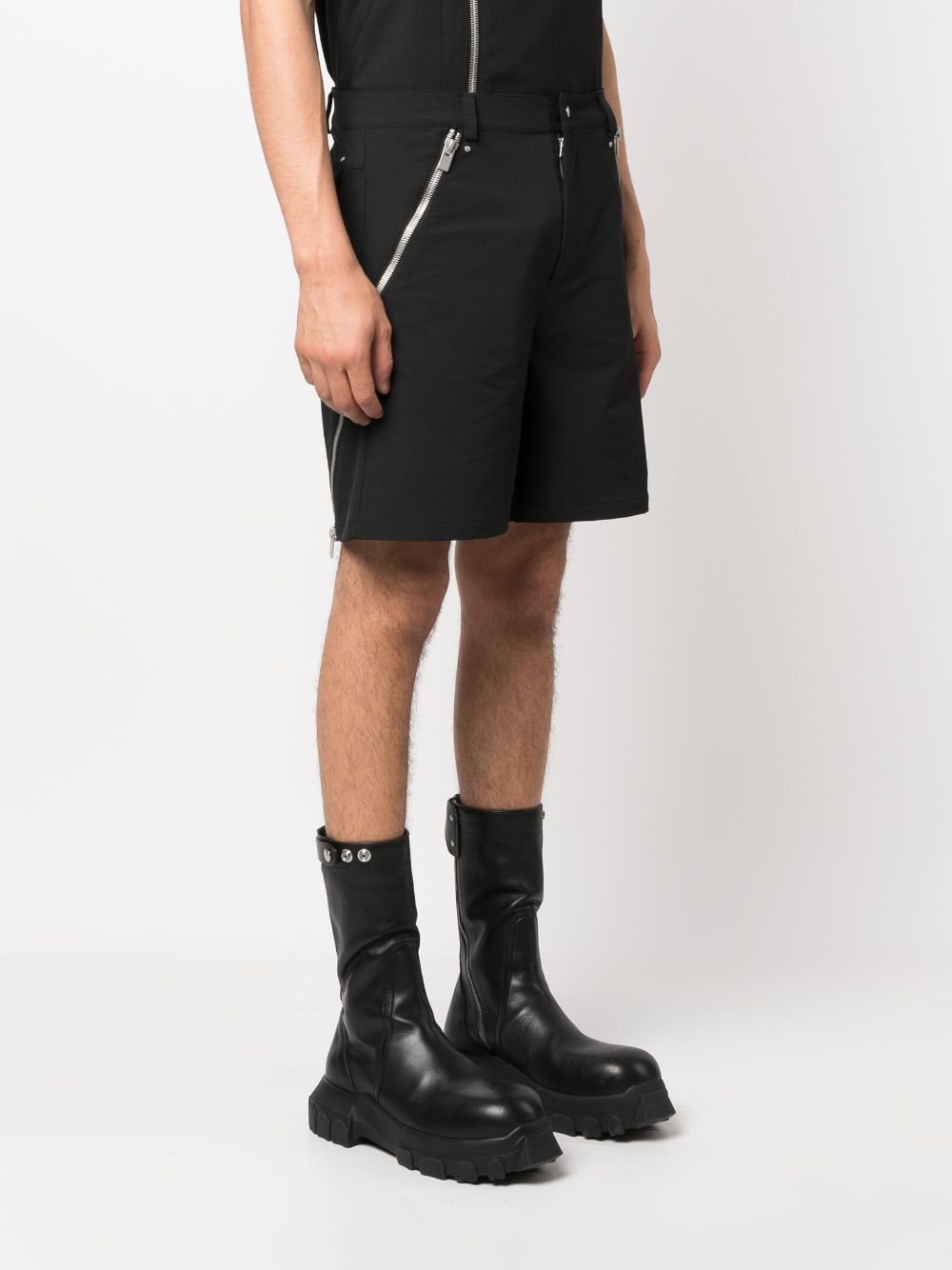 Shop Heliot Emil Side-zips Mid-rise Shorts In Black