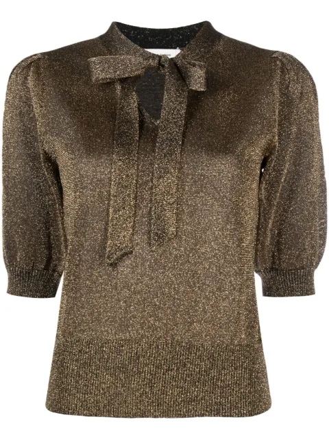 Chinti & Parker bow-detailing lurex top