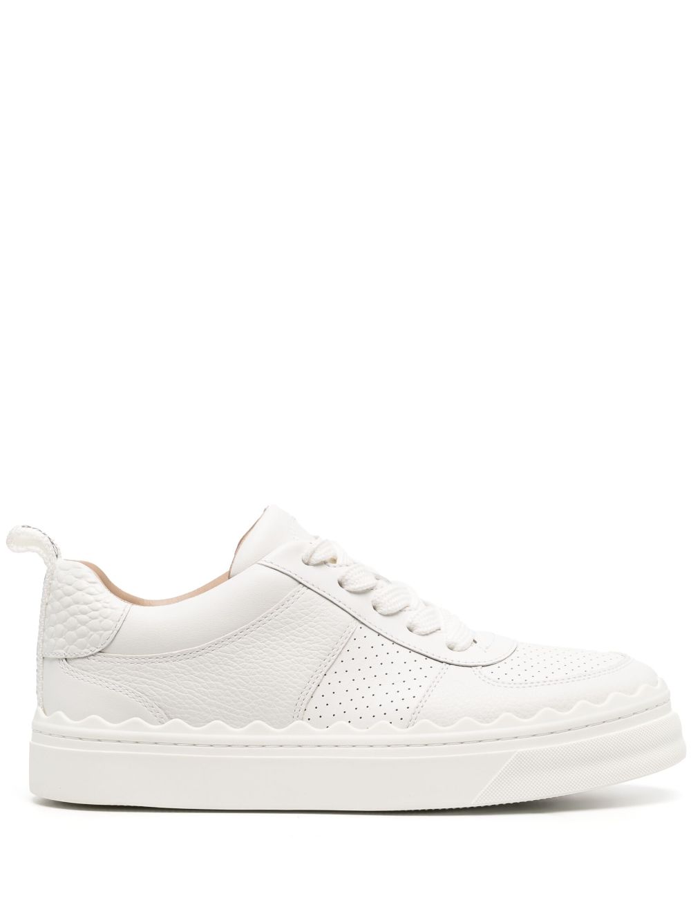 Chloé Lace-up Leather Sneakers In White