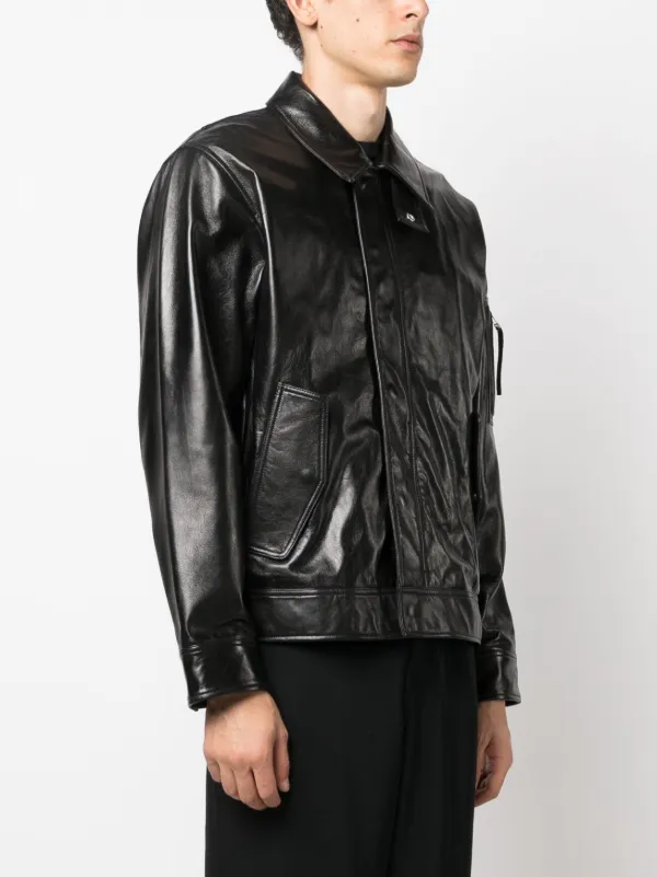 Helmut Lang zip up Leather Jacket Black FARFETCH PT