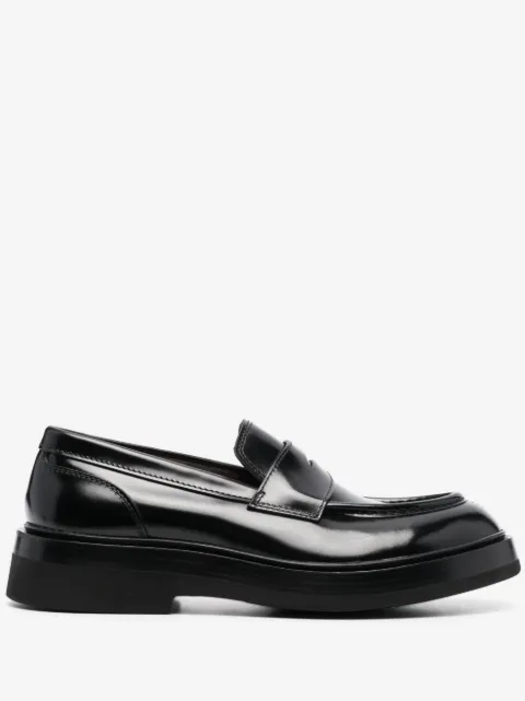 Santoni patent-finish leather loafers