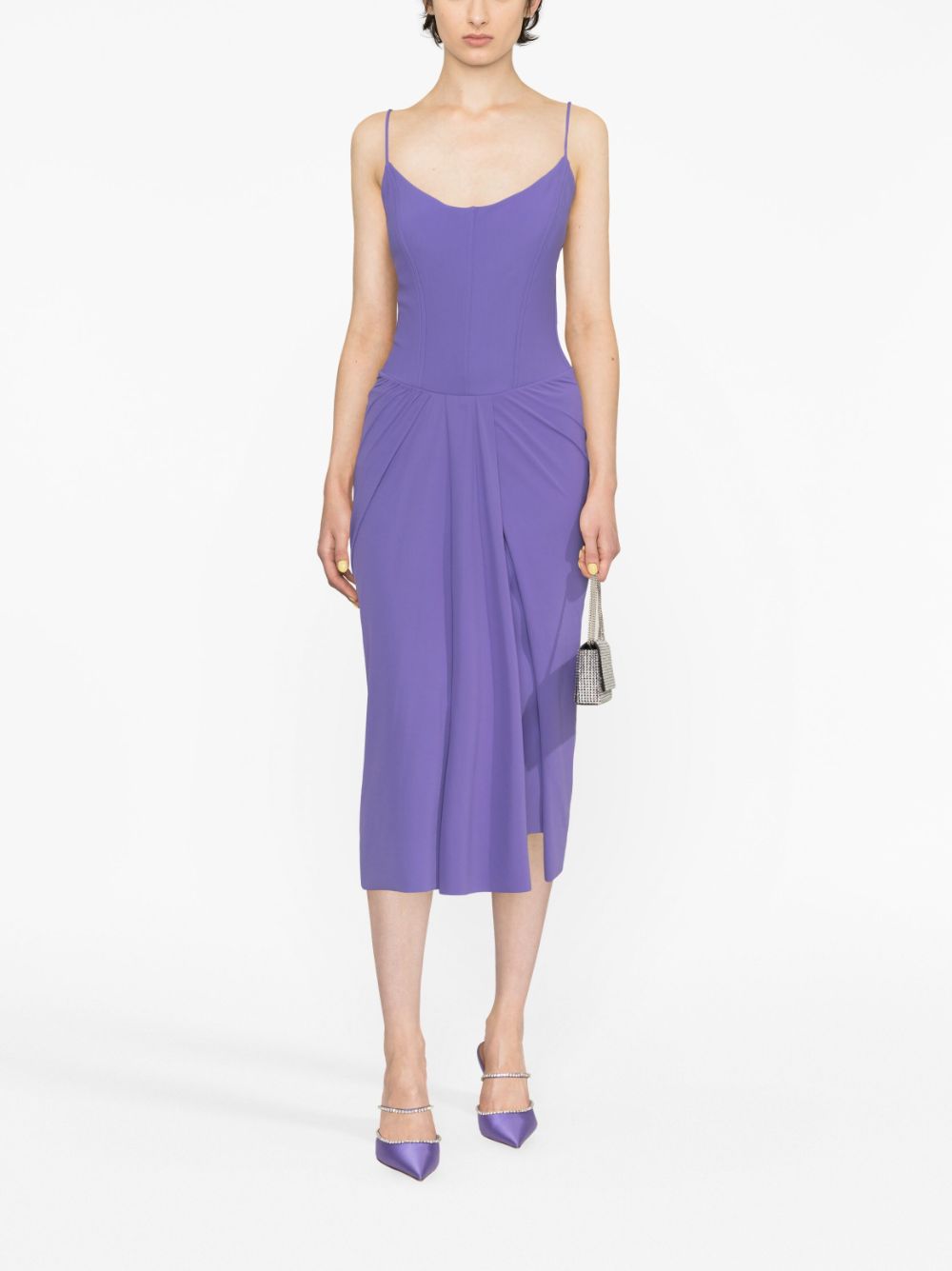 CHIARA BONI La Petite Robe gathered-detail midi dress - Paars