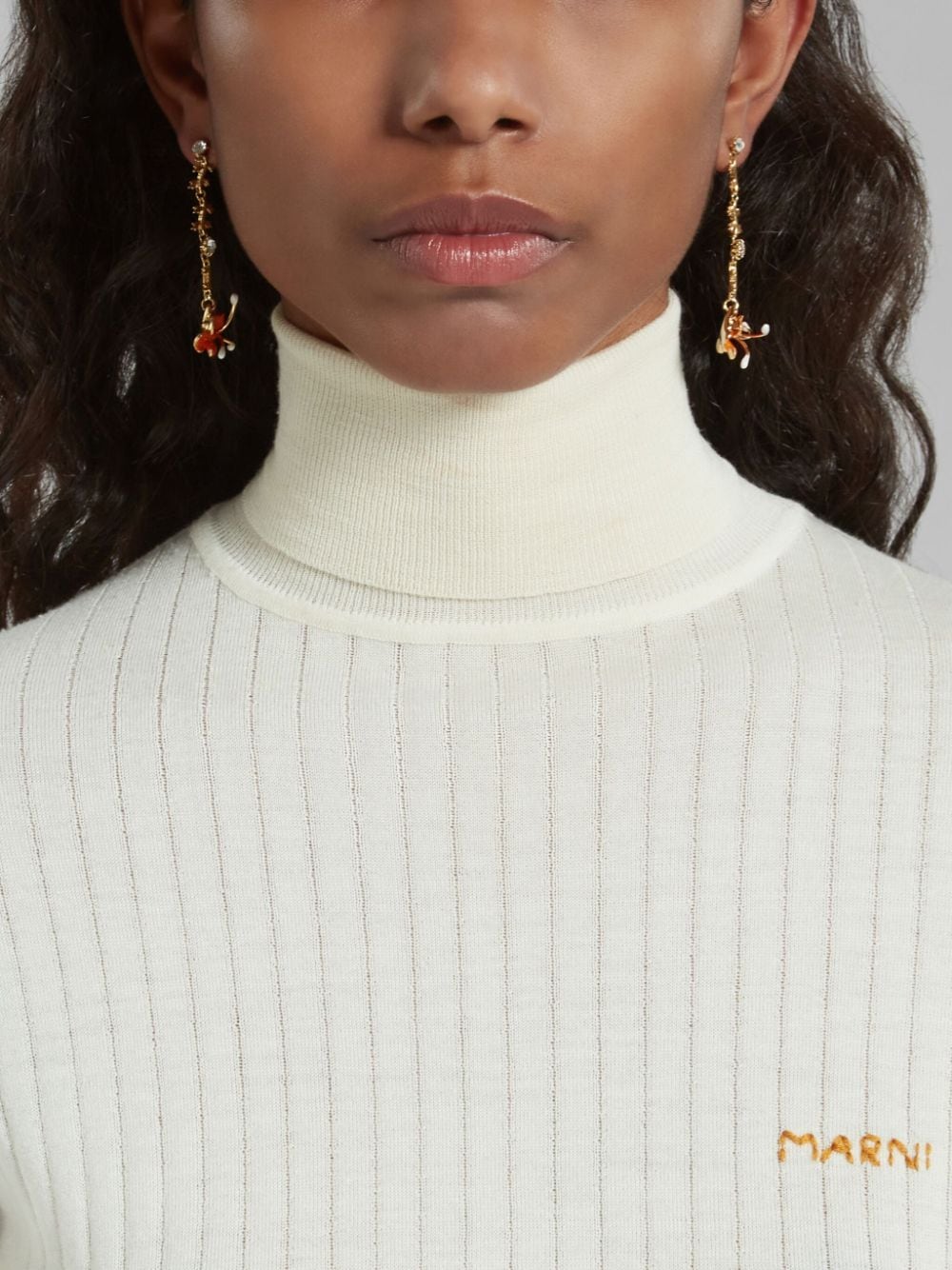 Shop Marni Flower-motif Drop Earrings In Gold