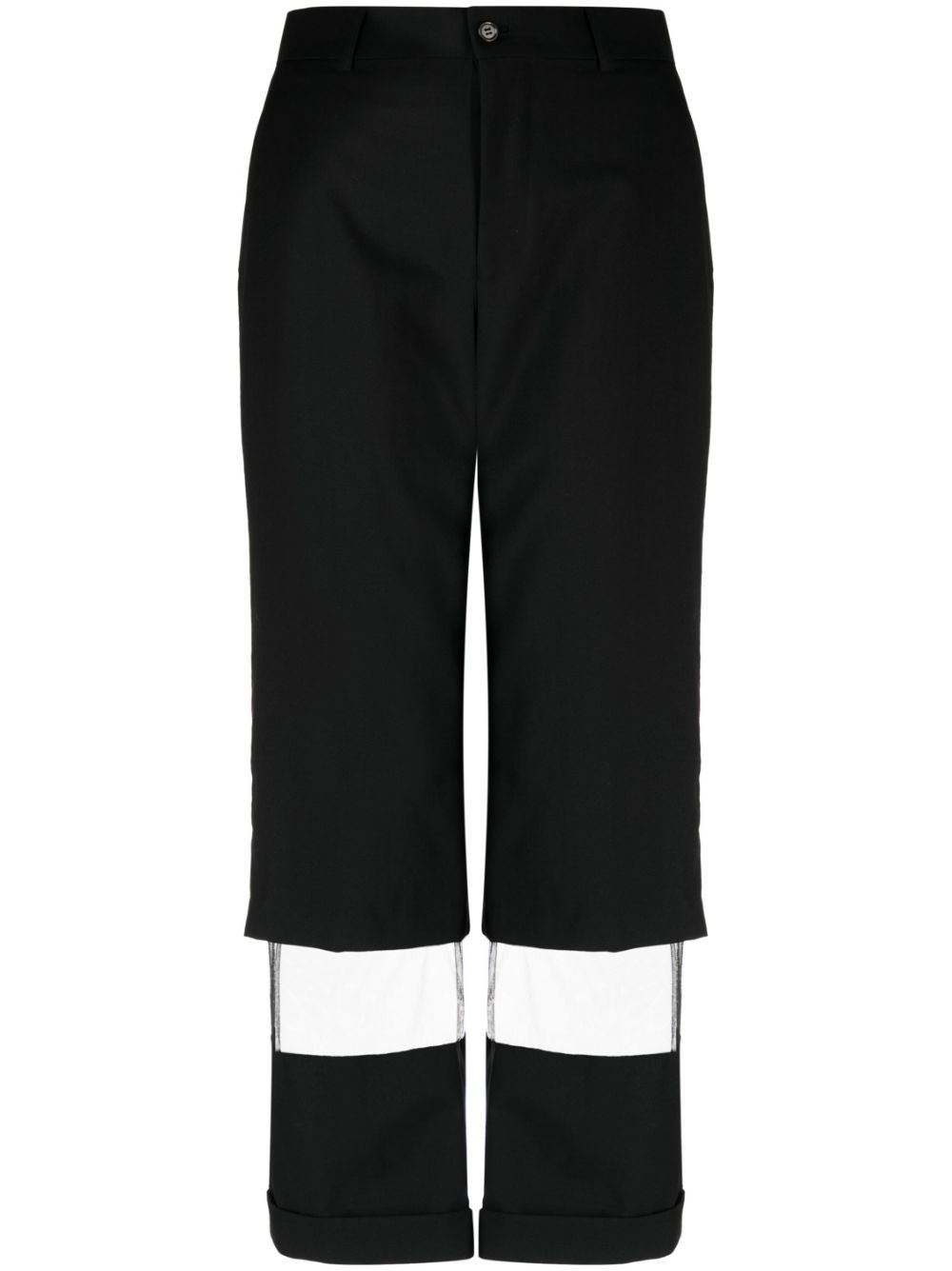 Black Comme Des Garçons Semi-sheer Panelled Straight-leg Trousers In Black