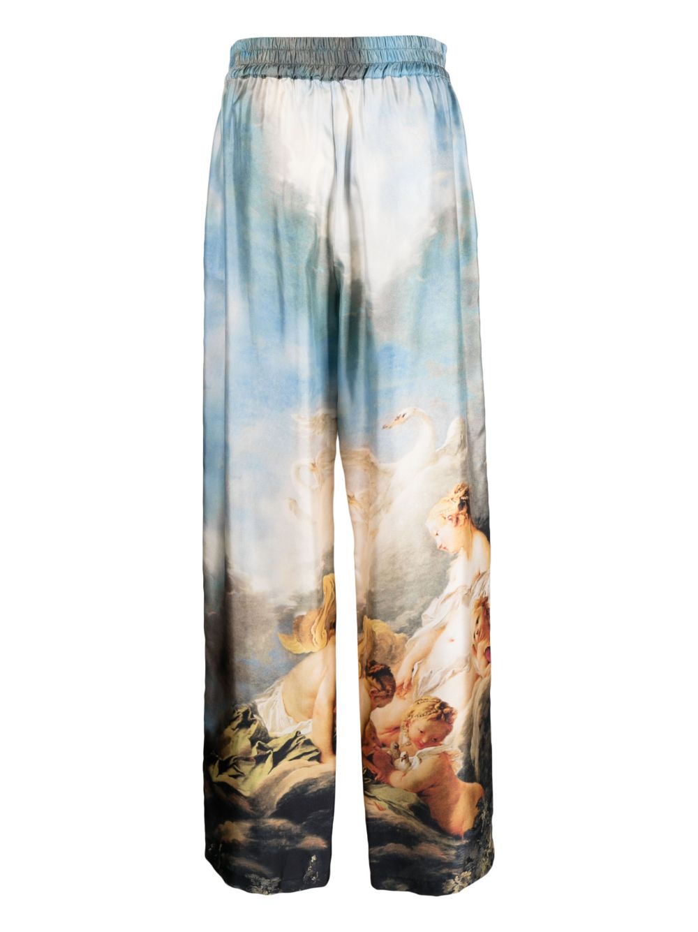 Roberto Cavalli graphic-print silk trousers - Blauw