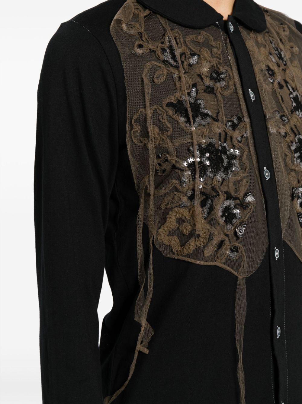 Shop Comme Des Garçons Tao Embroidered Cotton Shirt In Black