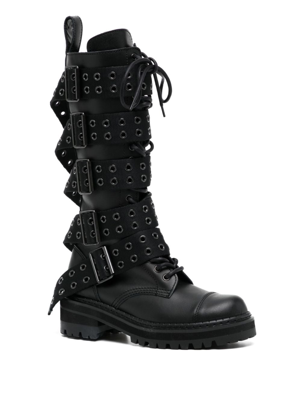 Shop Junya Watanabe Rivet-detail Leather Boots In Black