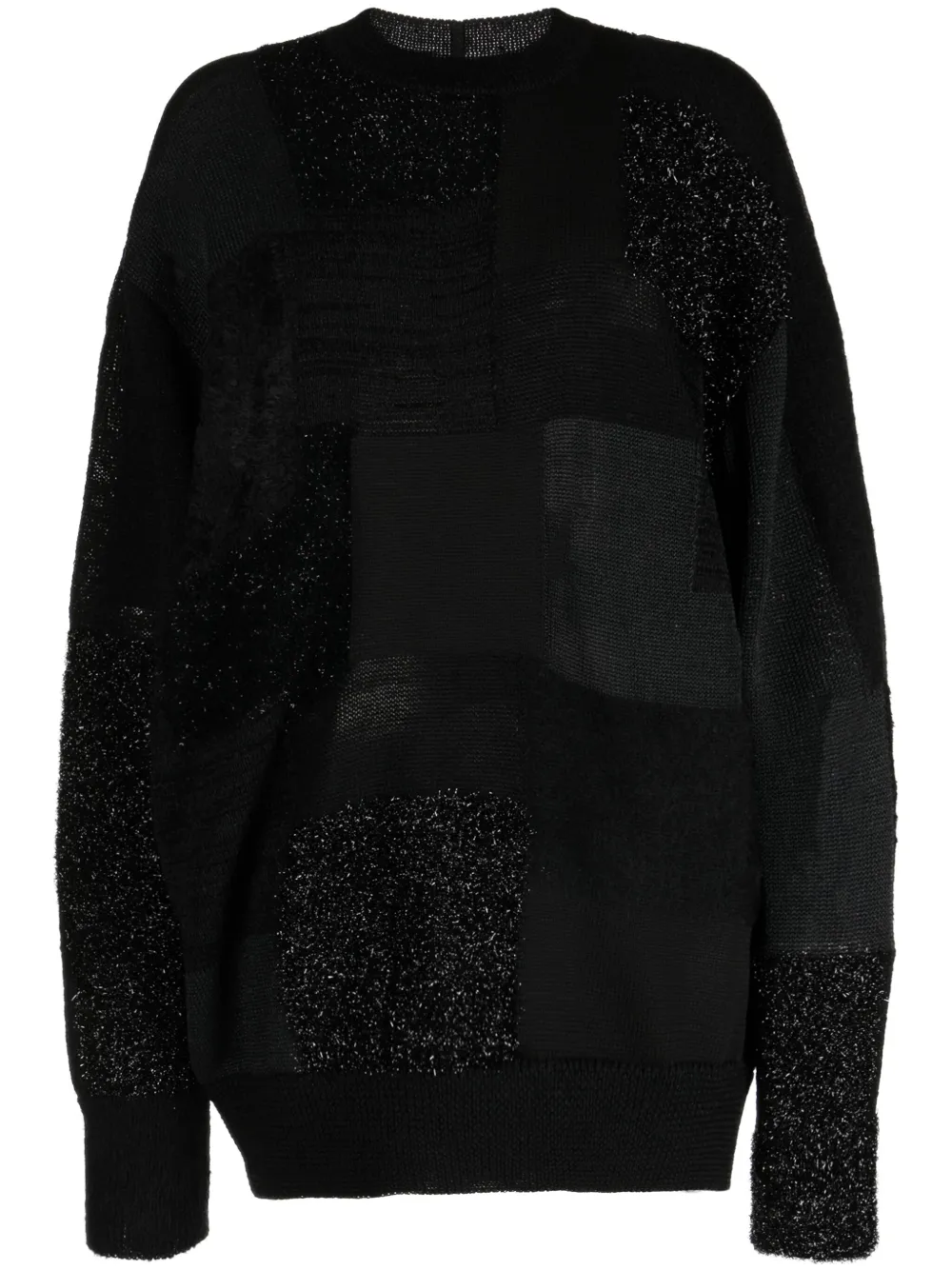 Junya Watanabe Crew-neck Panelled Jumper In Black