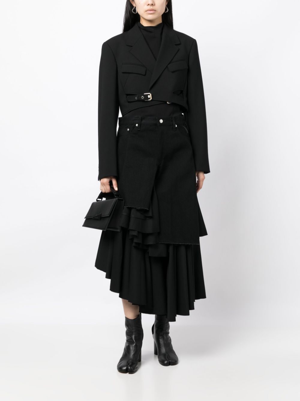 Junya Watanabe high-waist layered maxi dress - Zwart