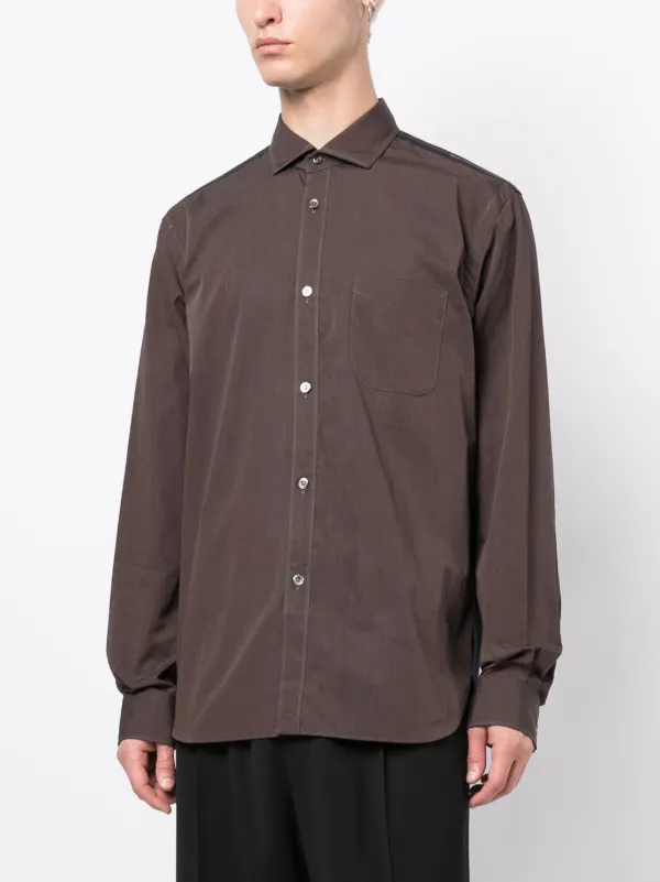 Junya Watanabe MAN long-sleeve Cotton Shirt | Brown | FARFETCH