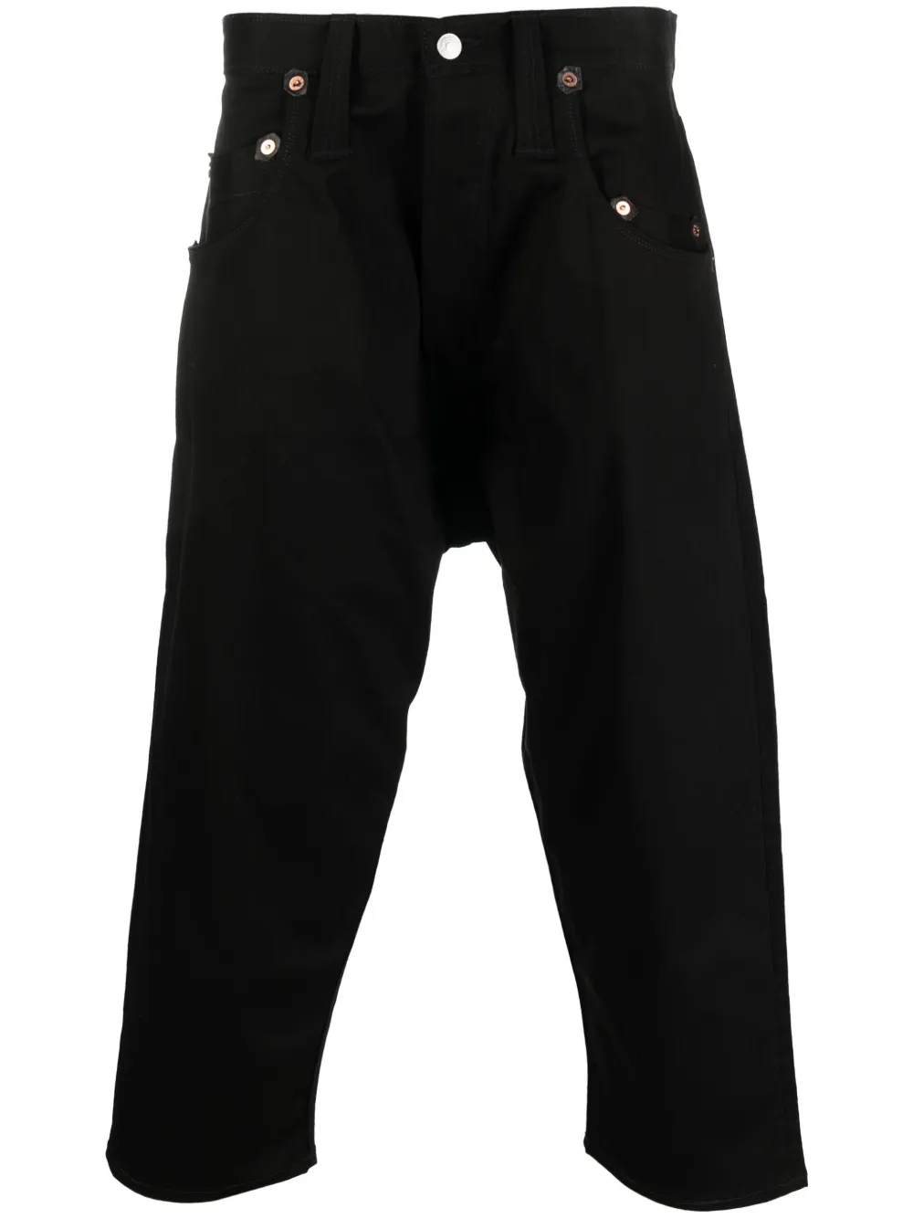 Shop Junya Watanabe Drop-crotch Cropped Trousers In Schwarz