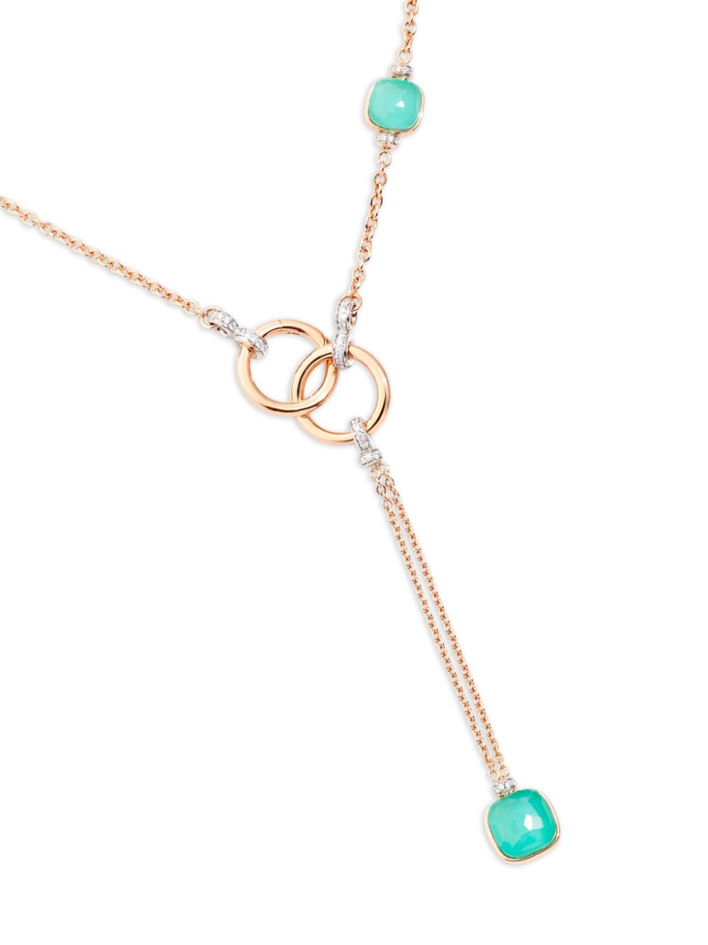 Pomellato 18kt rose gold Nudo topaz and diamond lariat necklace - Blauw