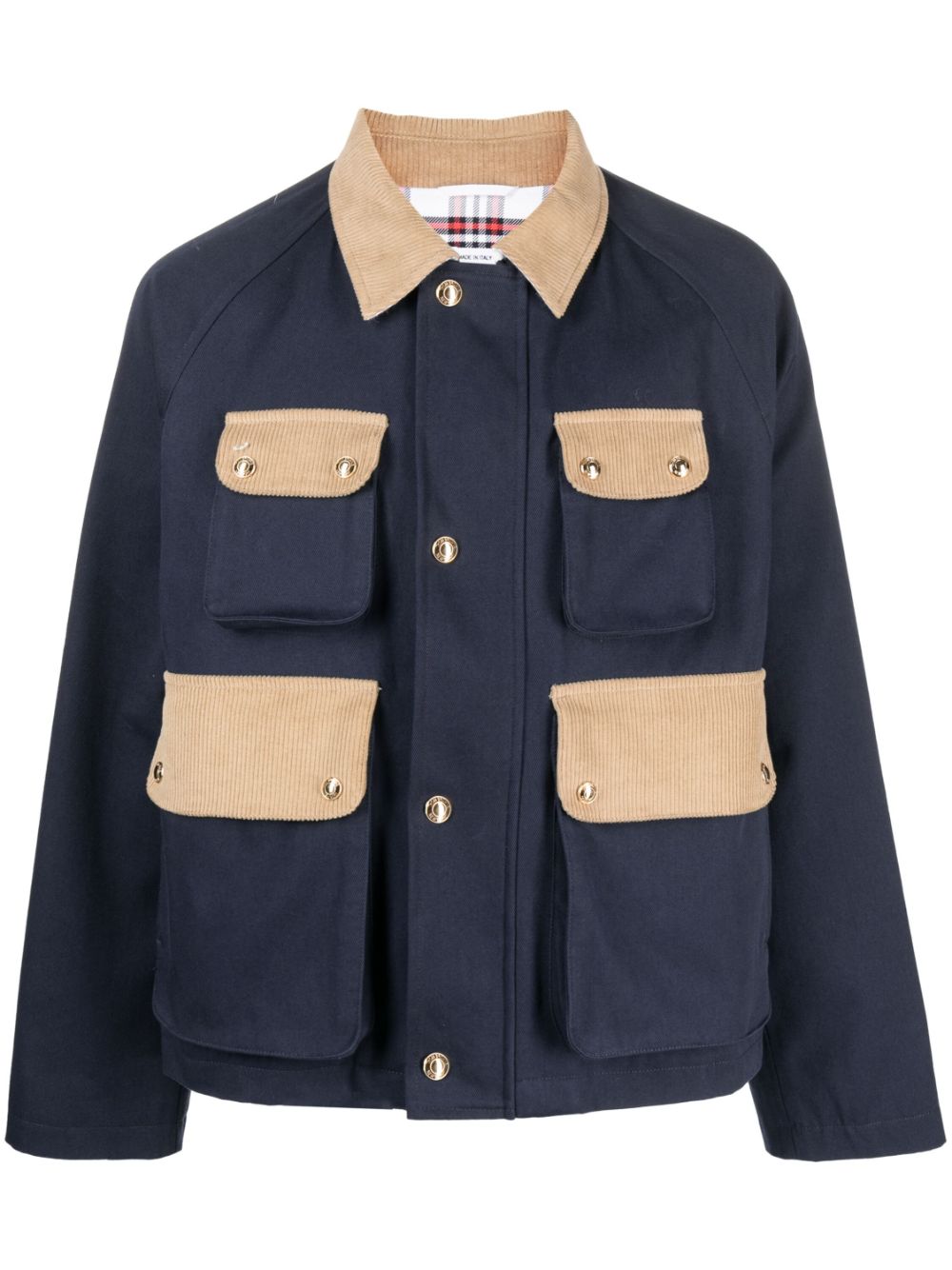 Shop Thom Browne Corduroy Panelled Shirt Jacket In Blau