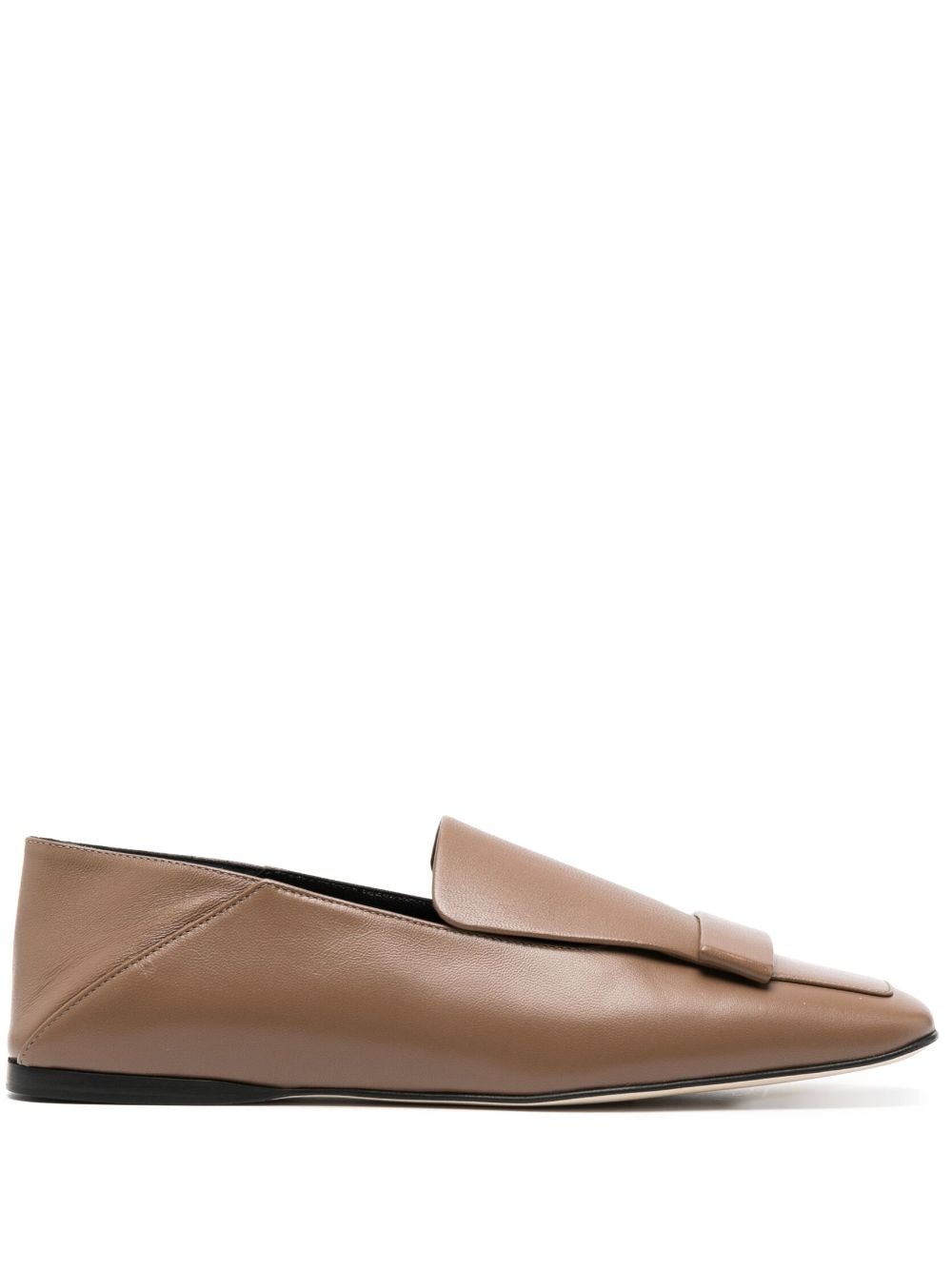 Sergio Rossi Square-toe Leather Loafers In Brown