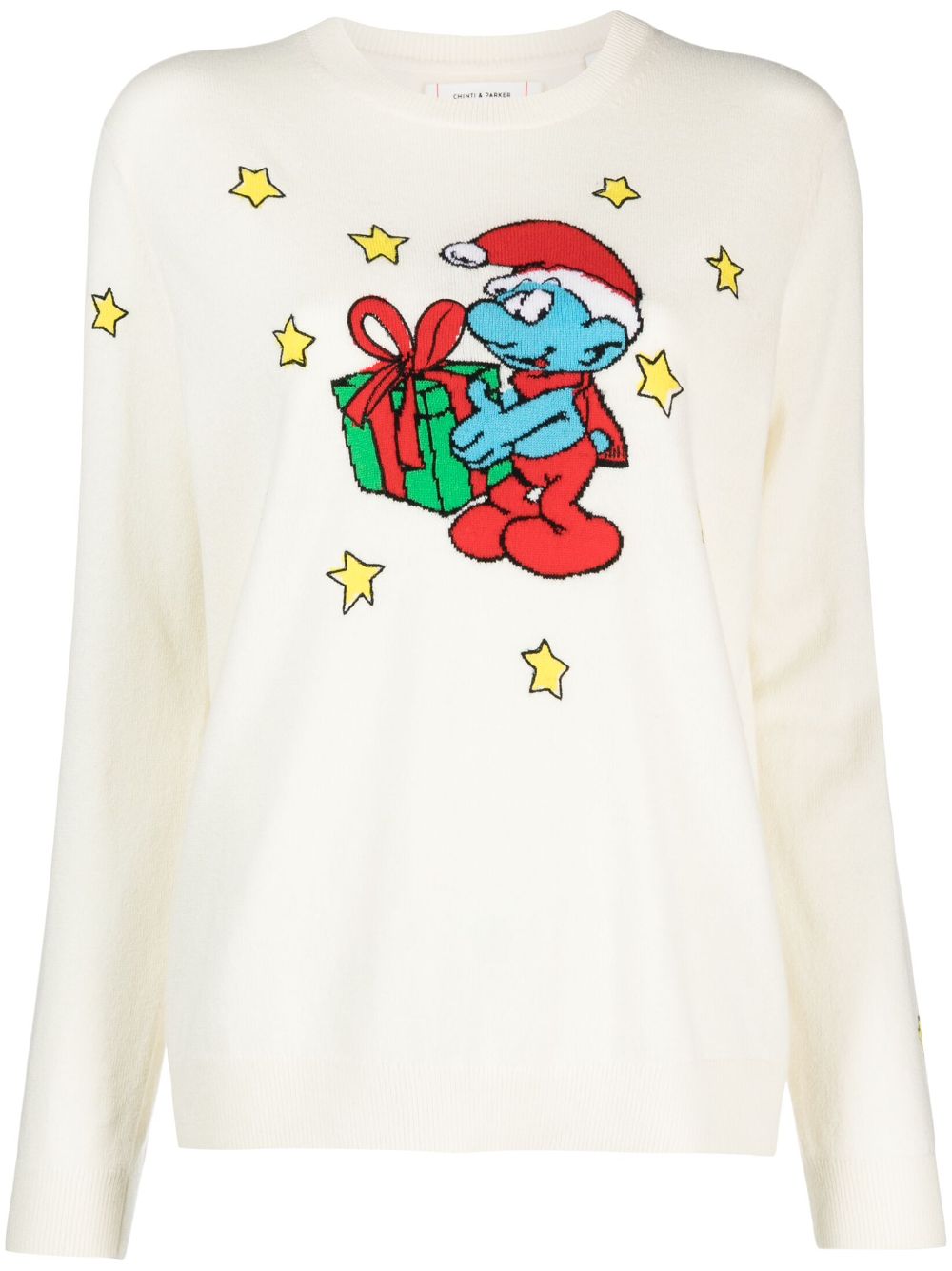 Chinti & Parker Christmas Smurf Crew-neck Jumper In Neutrals