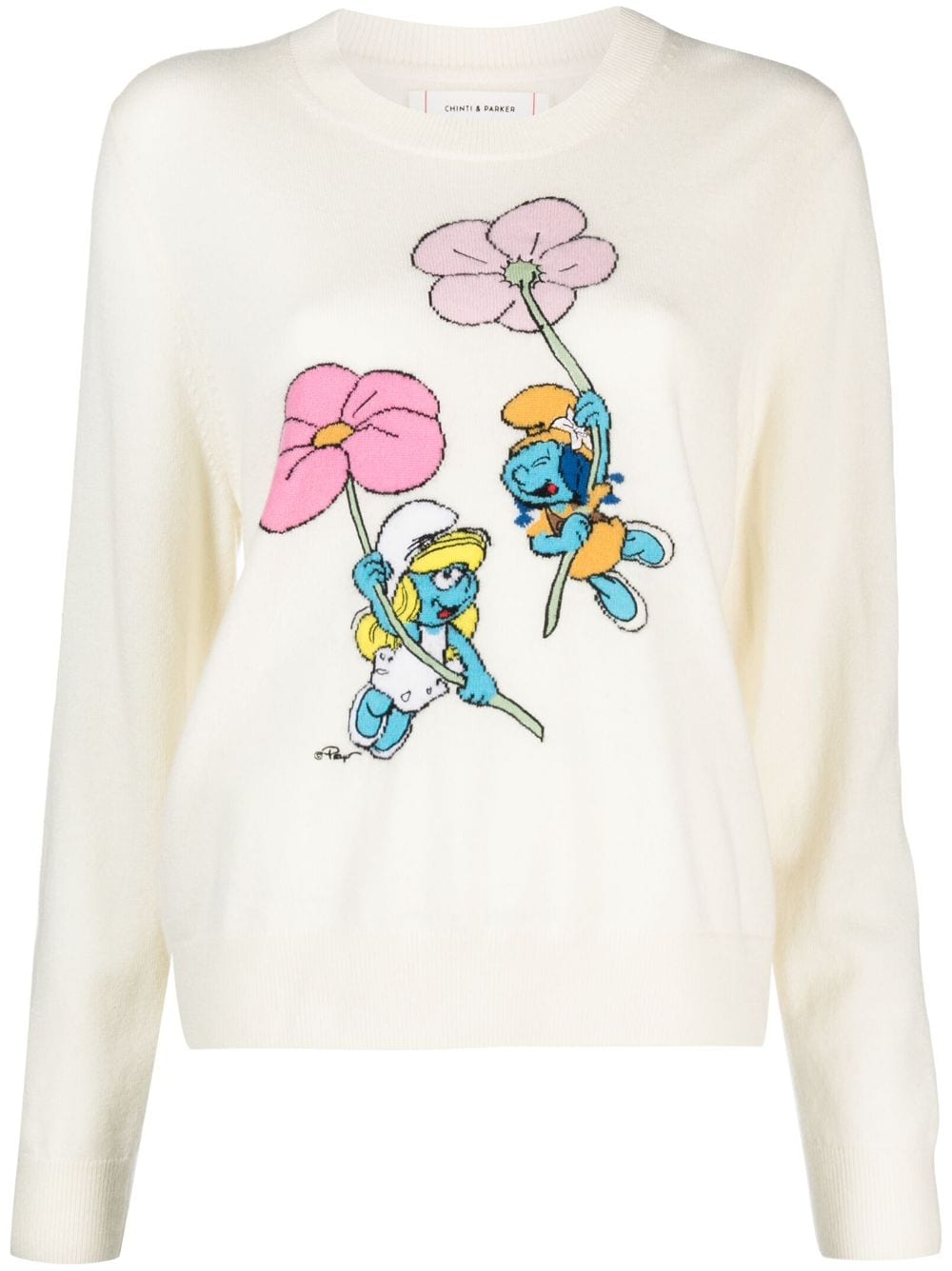 Image 1 of Chinti & Parker Flower Smurfs crew-neck jumper