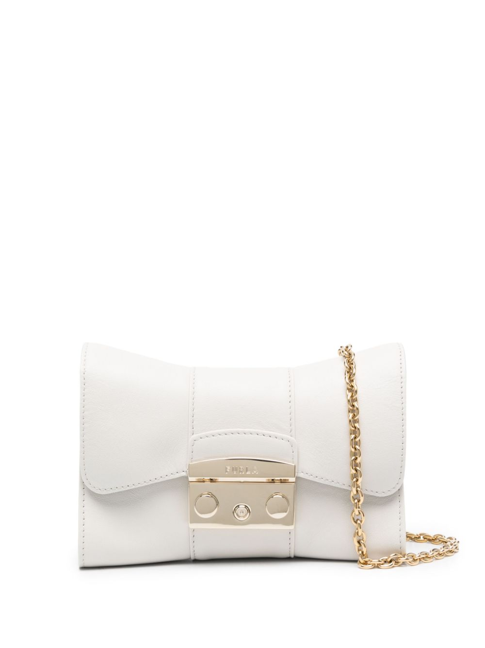 Furla logo-engraved leather crossbody bag - Neutrals