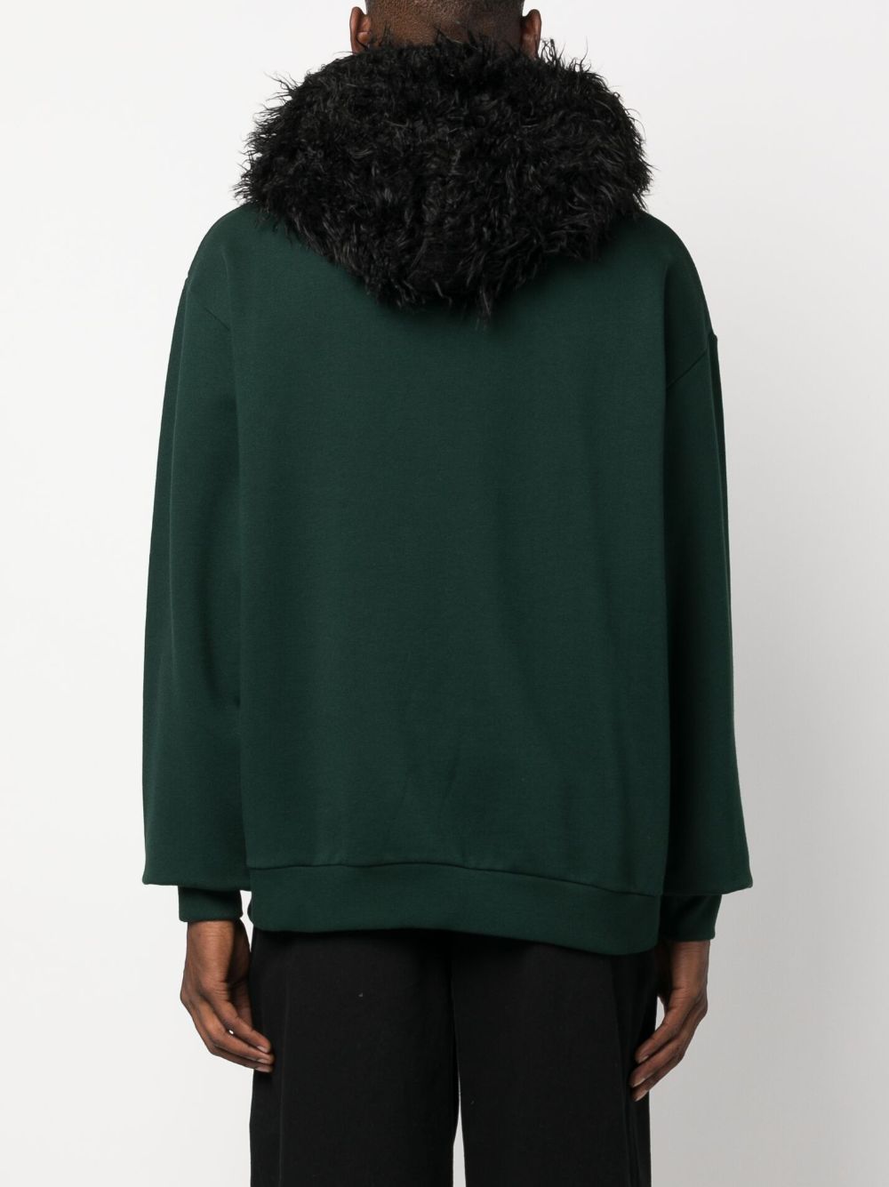 Shop Marni Faux-fur Cotton Sweatshirt In Green