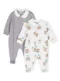 Moschino Kids Teddy Bear-print contrasting-collar pyjama - Grey