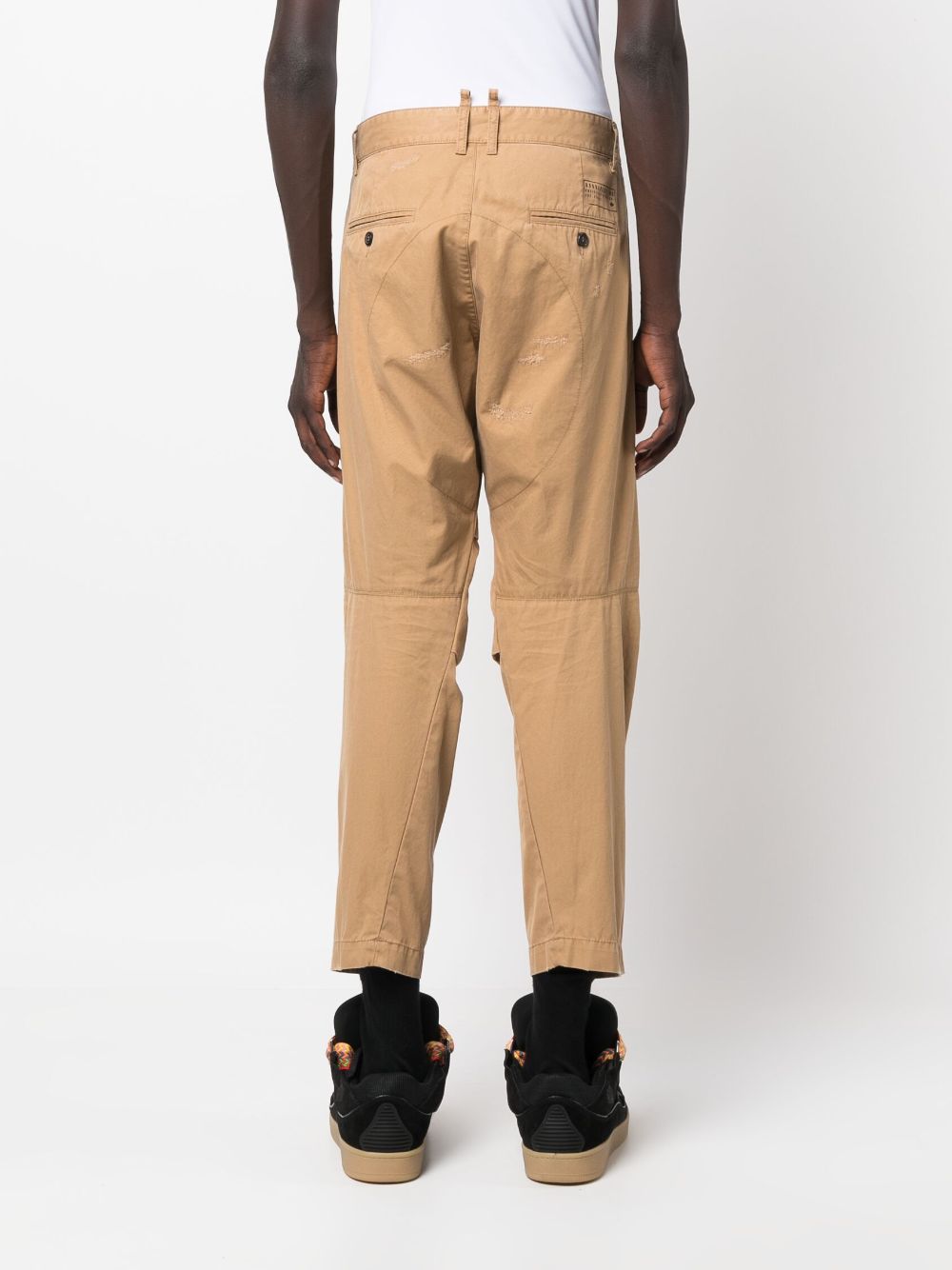 Shop Dsquared2 Distressed Tapered Trousers In Neutrals