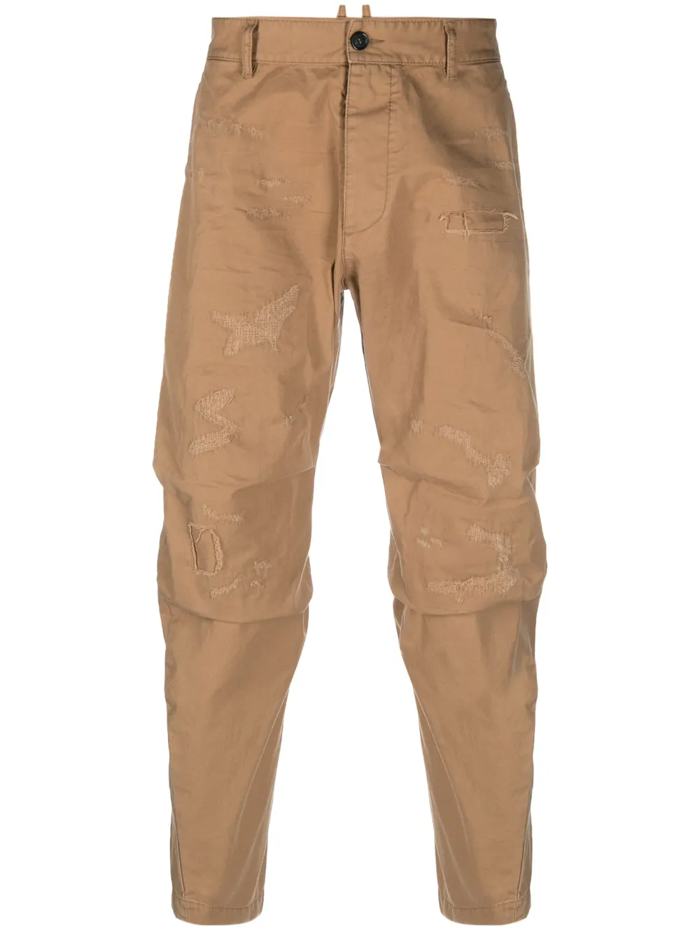 Shop Dsquared2 Distressed Tapered Trousers In Neutrals