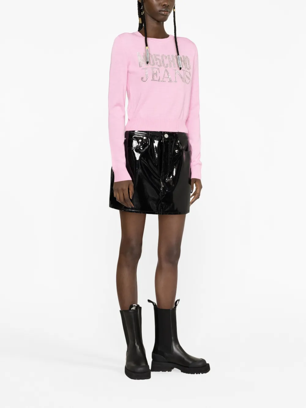 MOSCHINO JEANS crystal-embellished Logo Sweatshirt - Farfetch