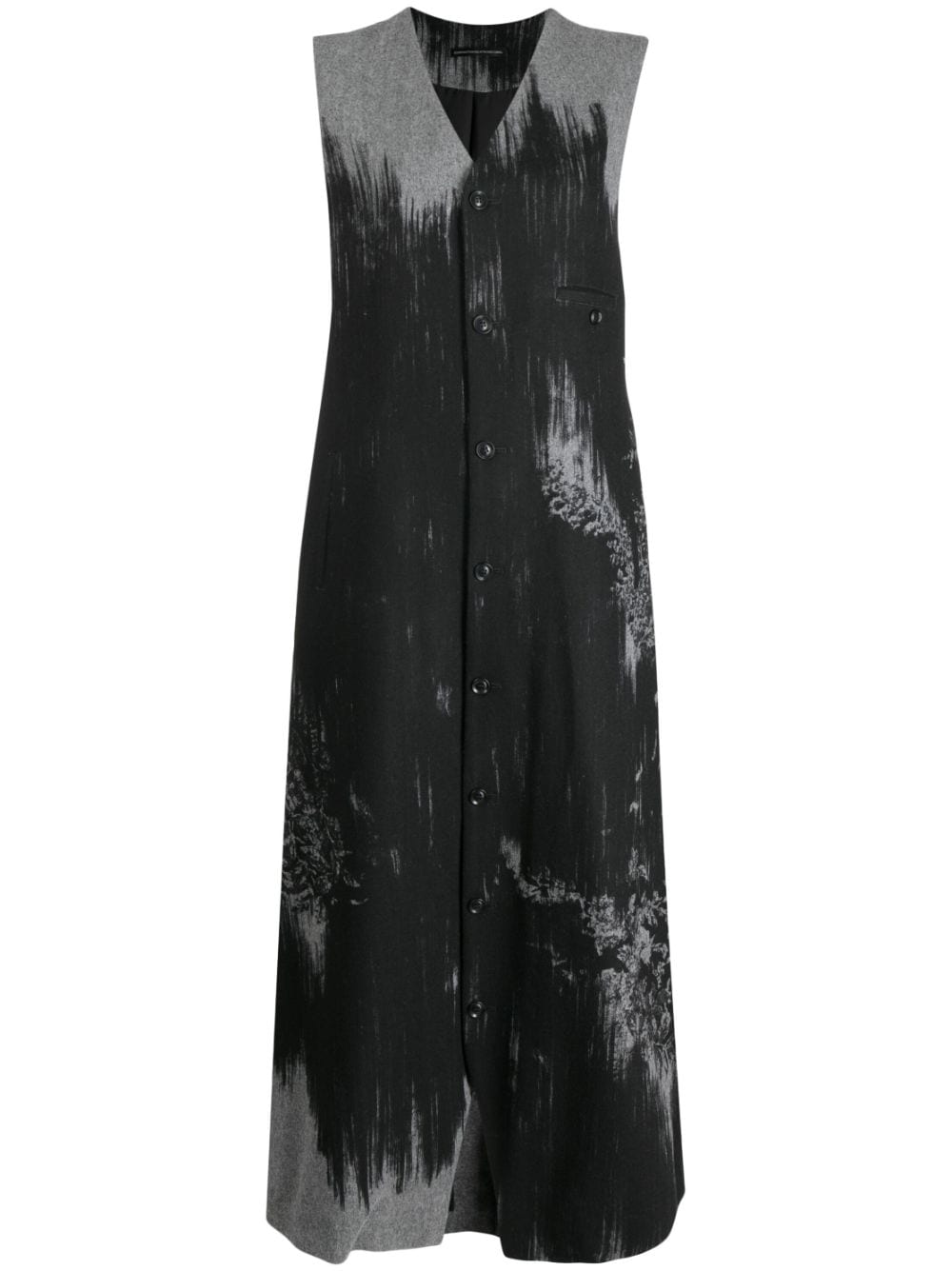 Y's abstract-print wool-blend dress - Black