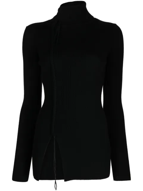 Y's front-slit wool knitted top
