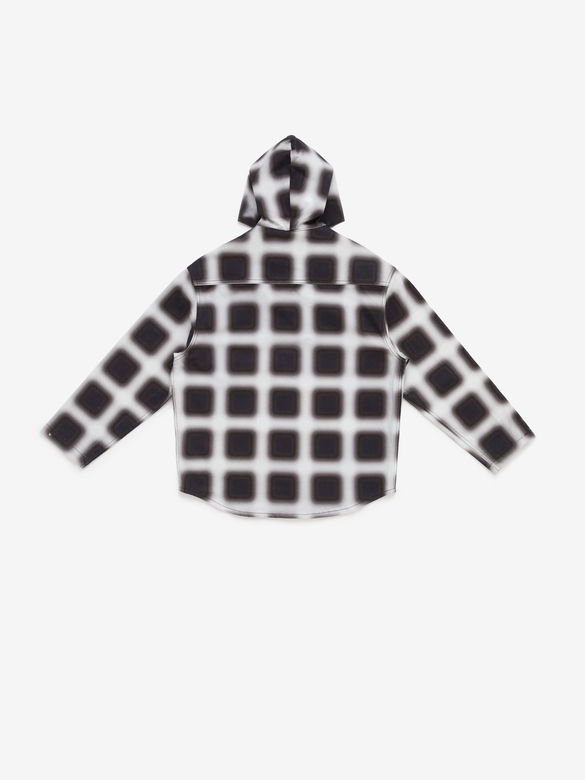 Blurred Check long-sleeve hoodie from Marcelo Burlon Kids featuring black/white, cotton blend, check print, classic hood, chest patch pocket, long sleeves and front button fastening.