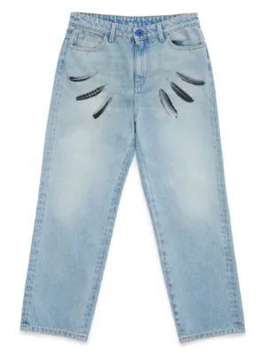 Moncler Enfant embroidered-logo Jeans | Blue | FARFETCH