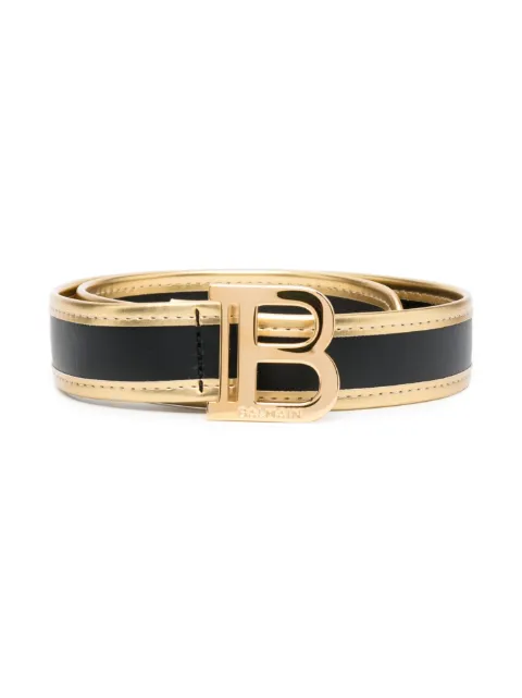 Balmain Kids logo-buckle leather belt