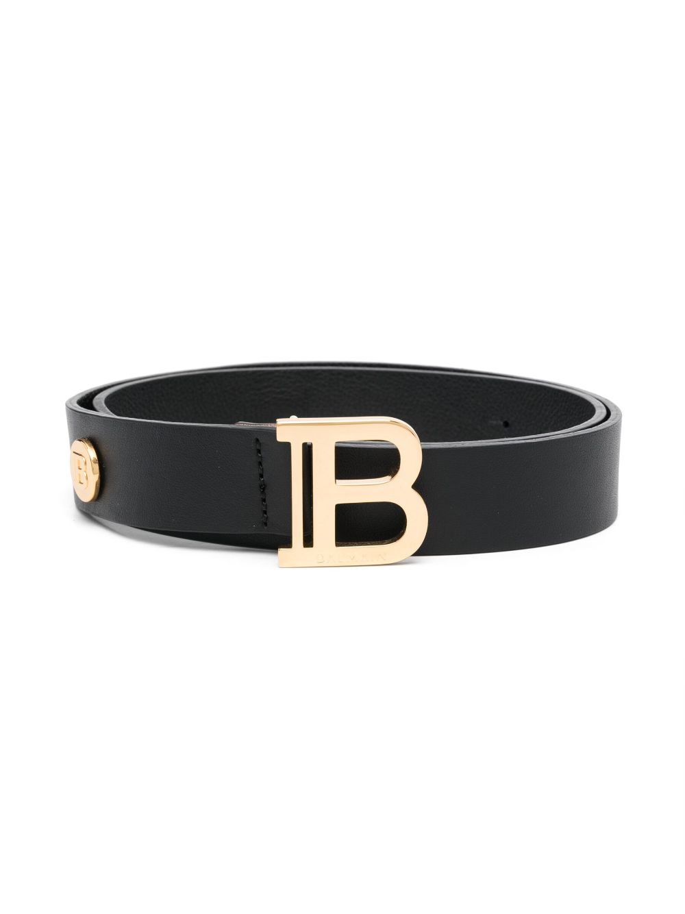 Balmain Kids' Logo标牌皮质腰带 In Black