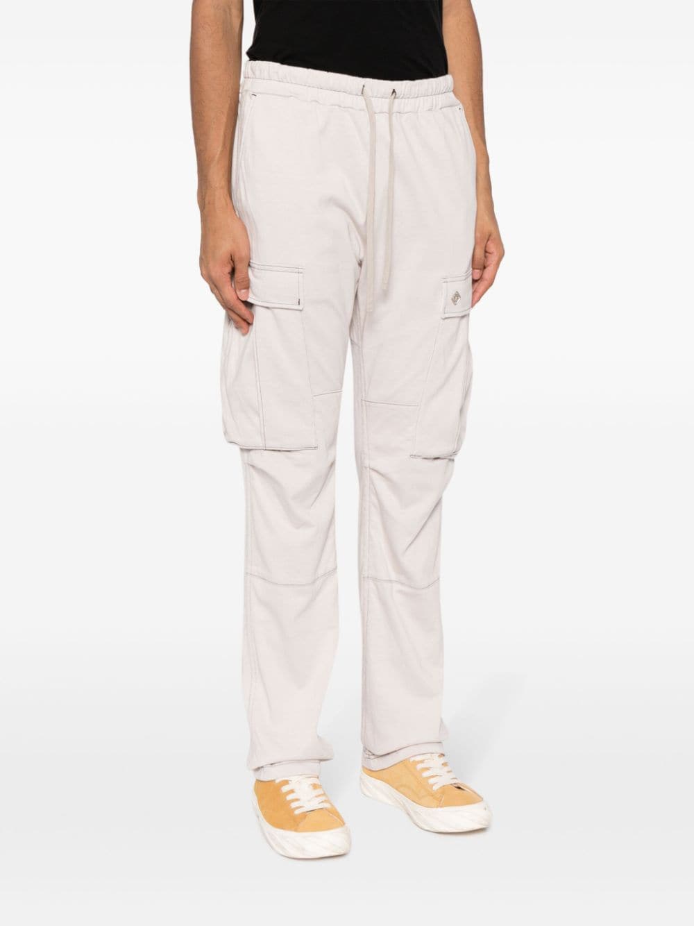 Shop Children Of The Discordance Drawstring Cotton Cargo Trousers In White