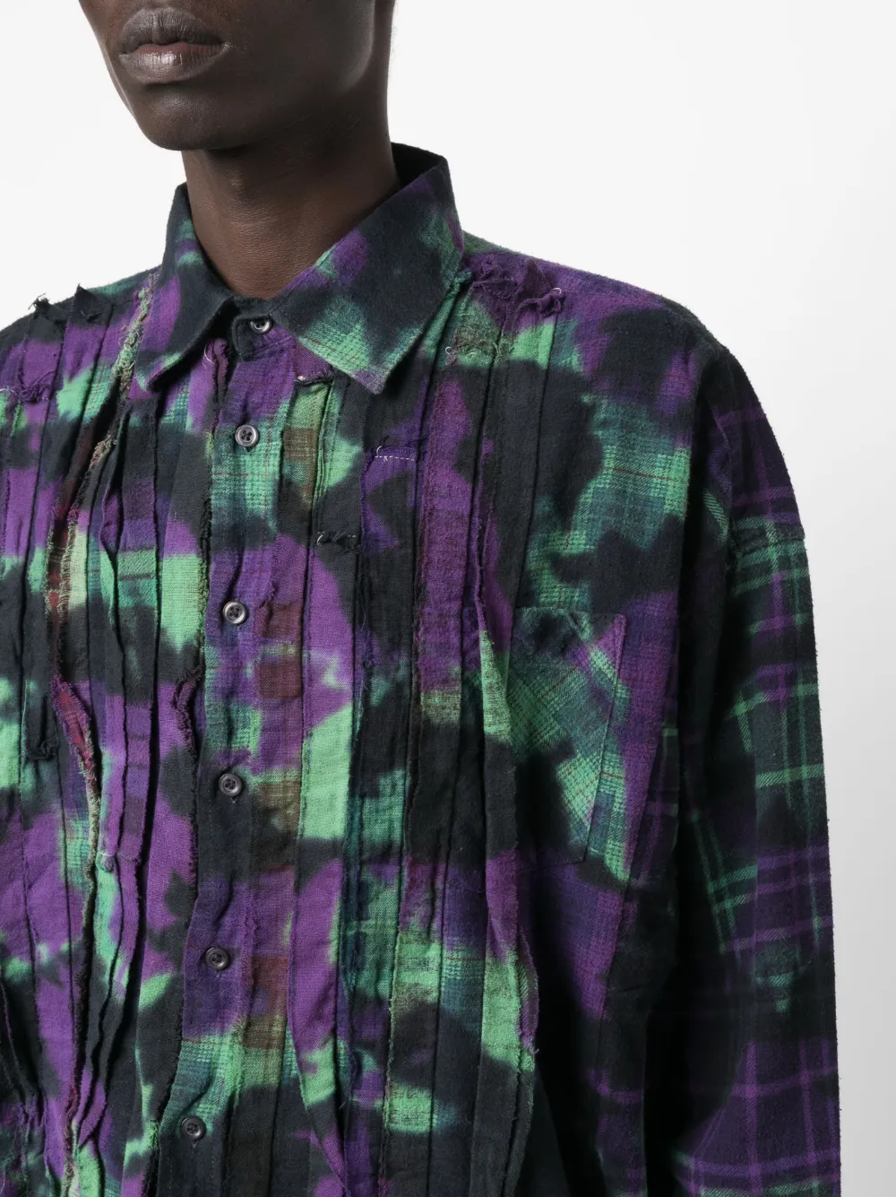 Shop Needles Tie-dye Pattern Flannel Shirt In Purple