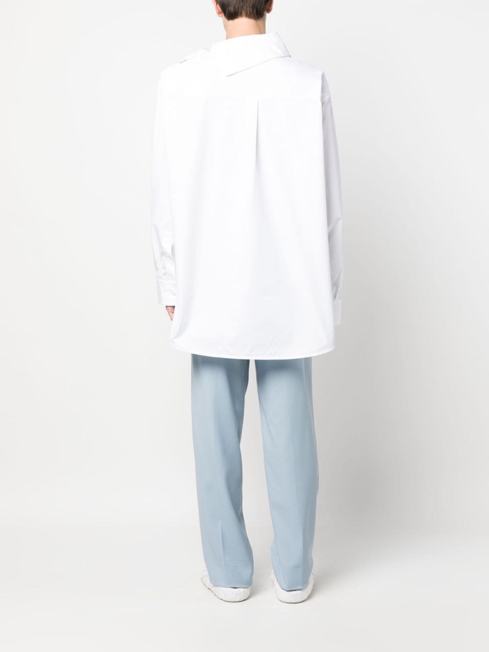 Shop Jil Sander Stand-up Collar Cotton Shirt In White