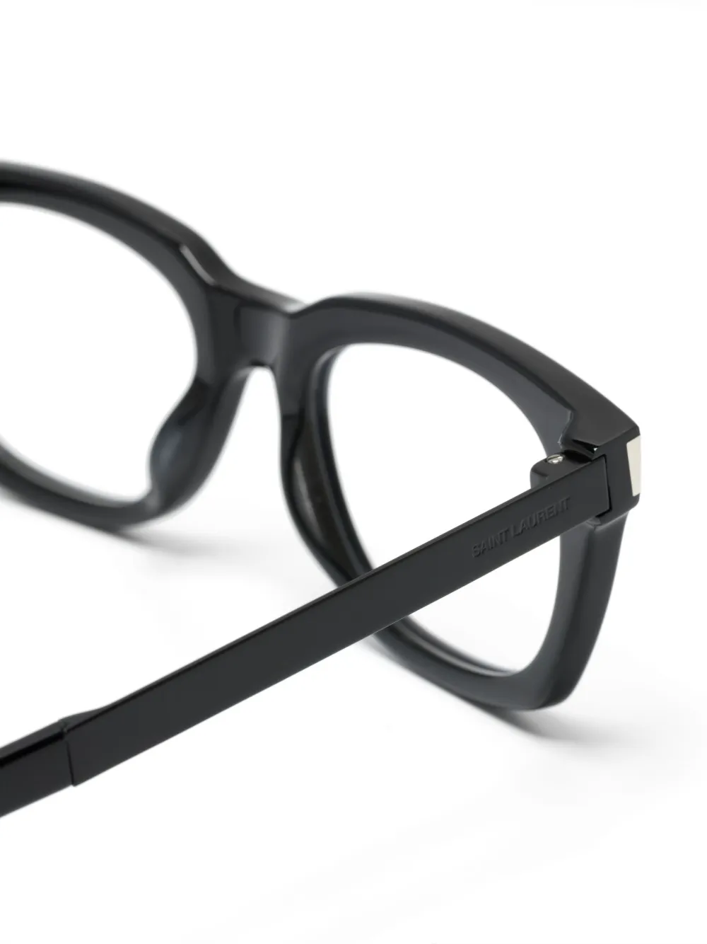  Saint Laurent Eyewear Logo-debossed Rectangle-frame Glasses - Black 