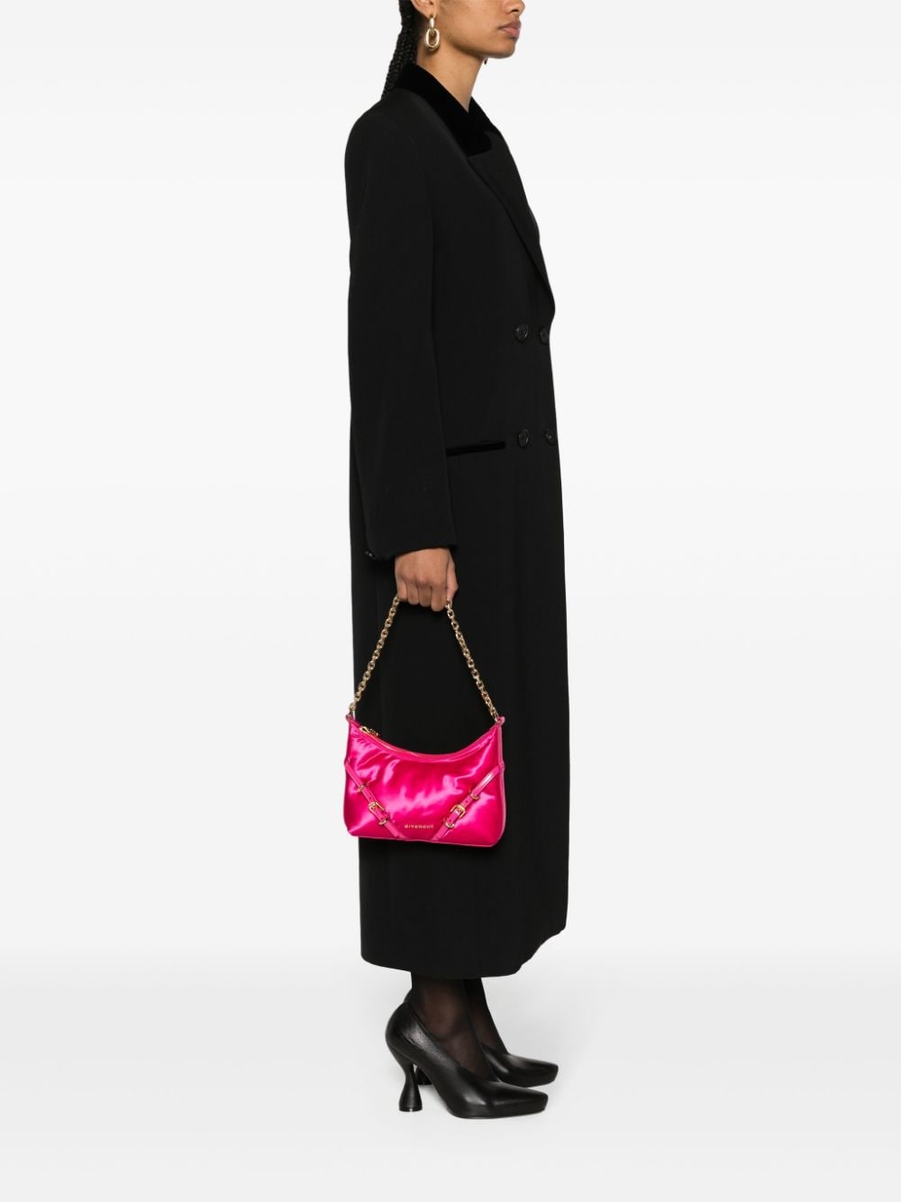 Shop Givenchy Voyou Party Satin Shoulder Bag In Pink