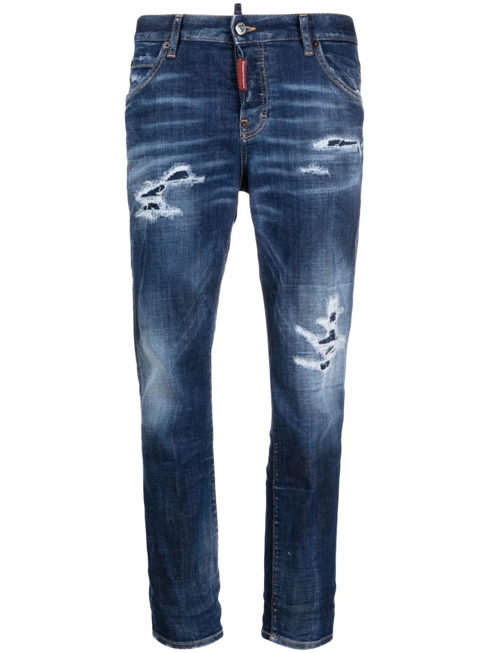 Shop Dsquared2 Mid-rise Distressed Skinny Jeans In Blue