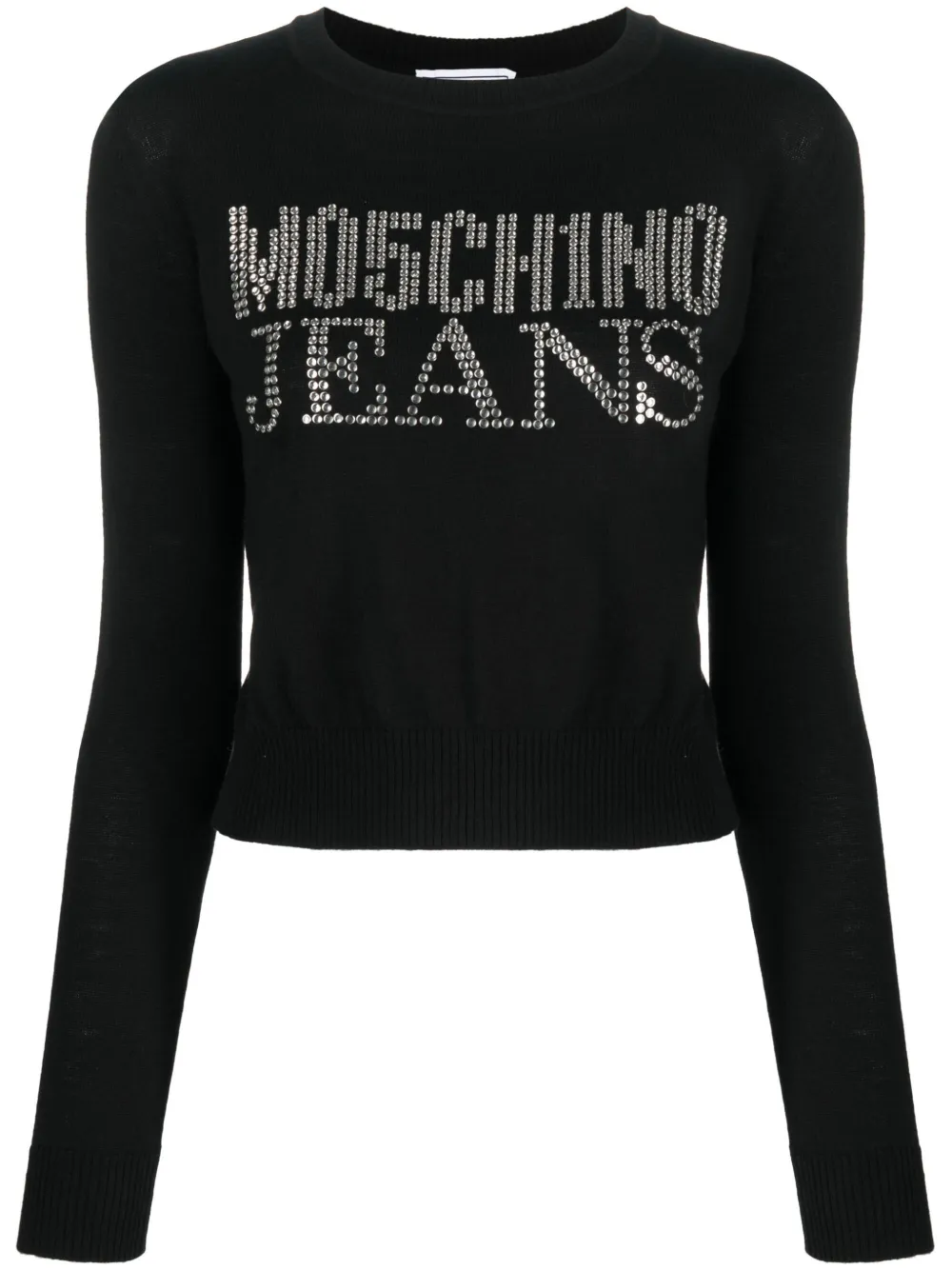 Moschino Jeans Rhinestone-embellished Wool-blend Jumper In Black