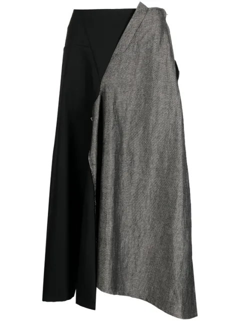 Y's two-tone asymmetric wool skirt