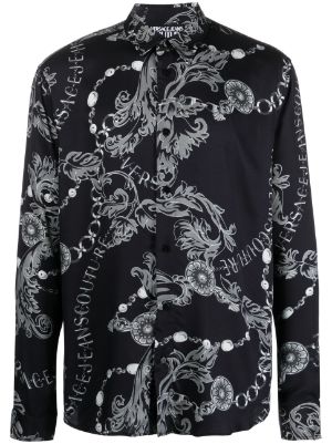 VERSACE JEANS COUTURE Mens Black Chain Print Short Sleeve T shirt - VERSACE  JEANS COUTURE from Niro Fashion UK