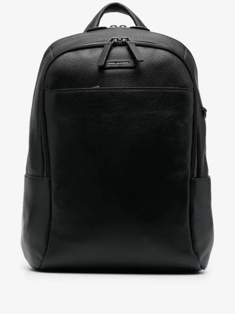 PIQUADRO mochila de piel con placa del logo