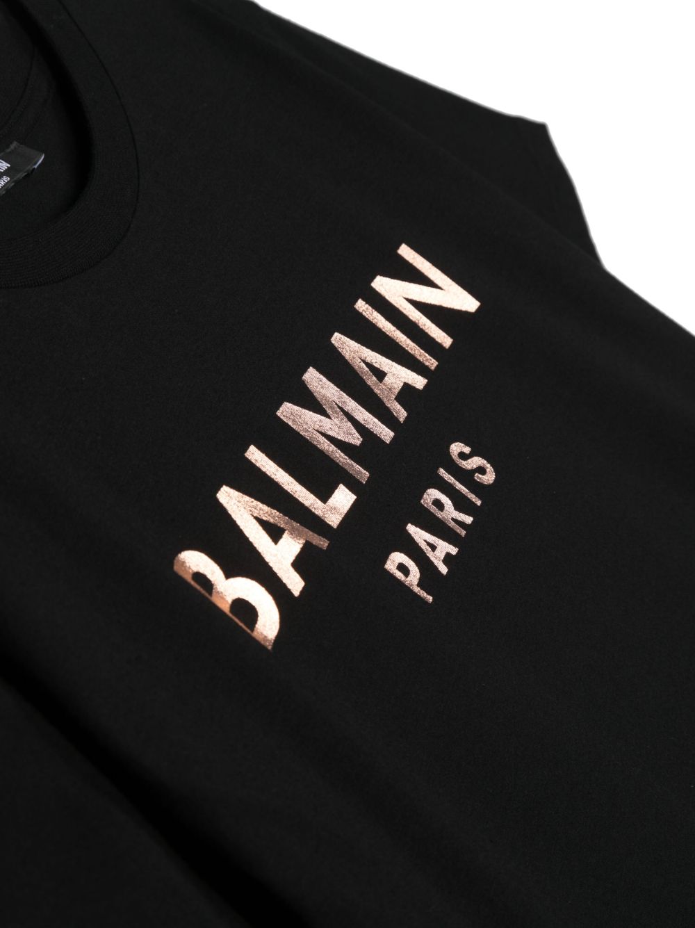 Shop Balmain Metallic Logo-stamp Cotton T-shirt In Black